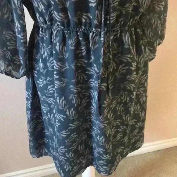 Banana Republic Floral 3/4 Puff Sleeve Midi Dress w/Elastic Waist Tie Neck-10P - Picture 3 of 9